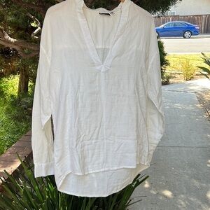 ASOS cotton gauze long sleeve tunic white‎ size S